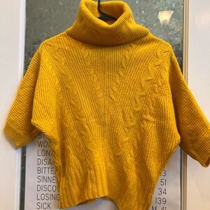 Yellow Turtleneck Cable Knit Sweater (B1)